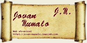 Jovan Mumalo vizit kartica